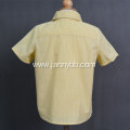 Fashion summer yellow cotton check fabric boy shirts